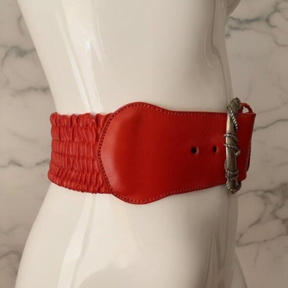 Diesel Women's Vintage Dark Red Braided Elastic Belt - Picture 6 of 12
